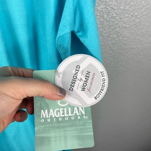 NWT Magellan WOMENS XL long Sleeve Boyfriend Fit Outdoors Top Shirt Blue Pull On - Picture 4 of 8